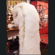 Fauteuil couvert avec véritable laine pure d'agneau de Mongolie et cornes de buffle PC-Pure White Lamb