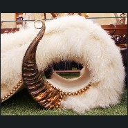 Pure white lamb armchair with buffalo horns PC-Pure White Lamb