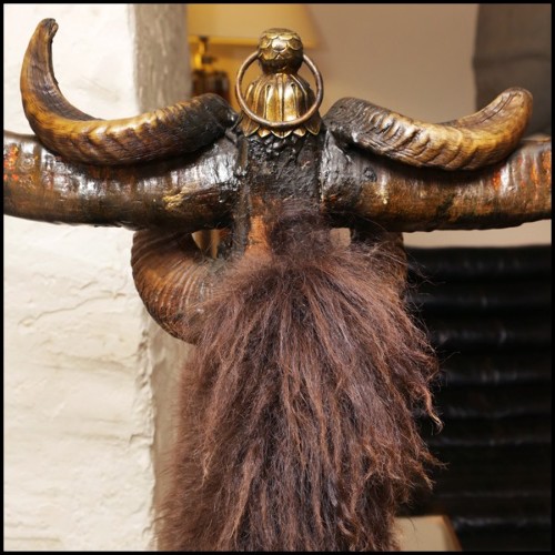 Armchair with aries and buffalo and wildebeest Horns PC-Savage Horse
