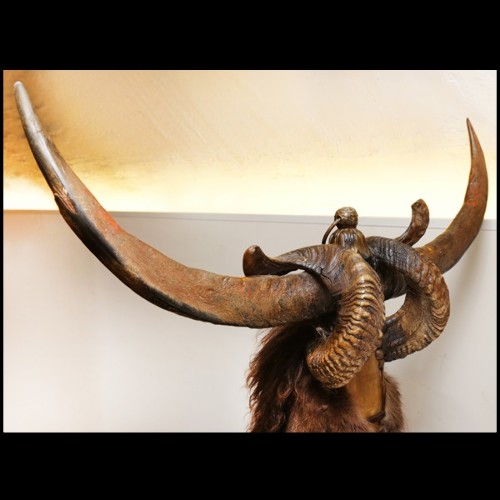Armchair with aries and buffalo and wildebeest Horns PC-Savage Horse