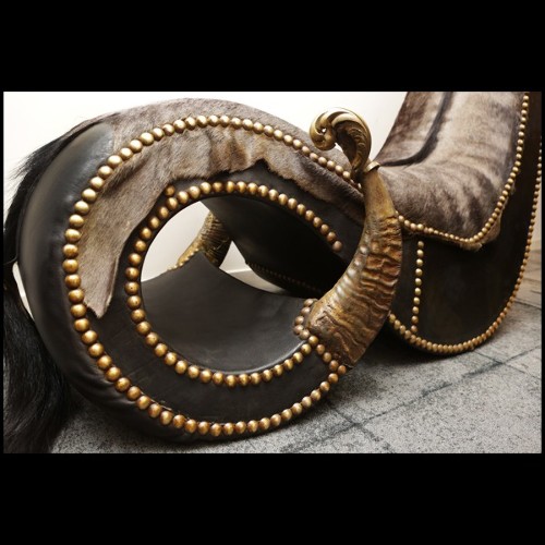 Fauteuil avec véritables cornes de Zébu PC-Wildebeest