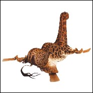 Grand fauteuil couvert avec véritable peau de girafe et cornes de buffle PC-Girafle