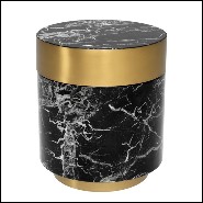 Table d'appoint avec structure en marbre résine noire et avec bord et base finition laiton brossé 24-Barone