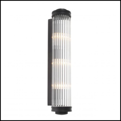 Applique avec structure finition laiton vintage ou nickel ou gunmetal bronze et verre clair 24-Saragosa XL