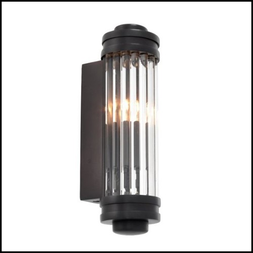 Applique avec structure finition laiton vintage ou nickel ou gunmetal bronze et verre clair 24-Saragosa XS