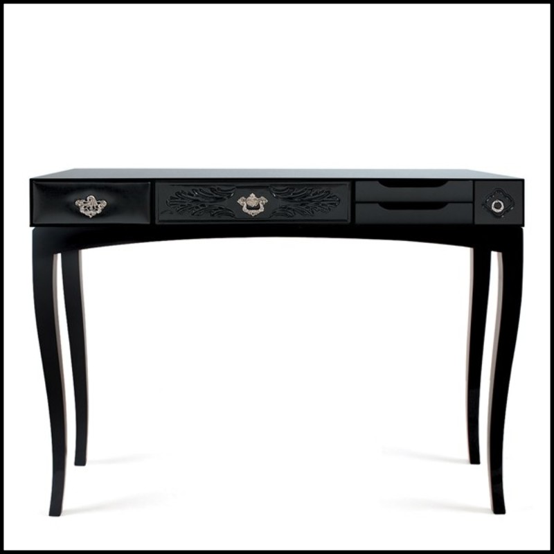 Black finishes console table made with rosewood and with lacquered top 145-Black Finishes