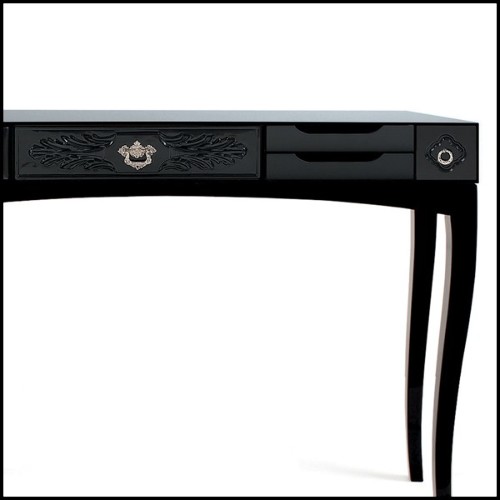 Black finishes console table made with rosewood and with lacquered top 145-Black Finishes