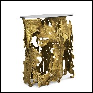 Console table made with Casted brass base 155-Lava