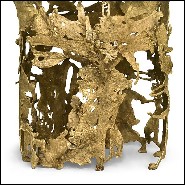 Console avec base en laiton moulé et plateau ovale en verre finition bronze 155-Lava