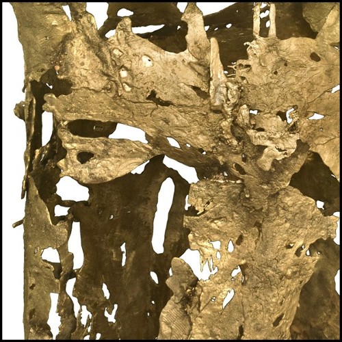 Console avec base en laiton moulé et plateau ovale en verre finition bronze 155-Lava