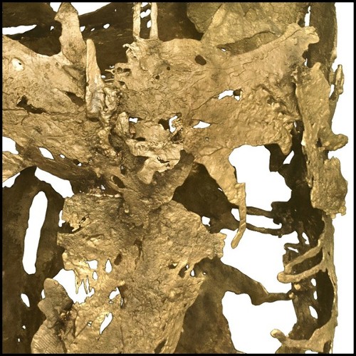 Console avec base en laiton moulé et plateau ovale en verre finition bronze 155-Lava