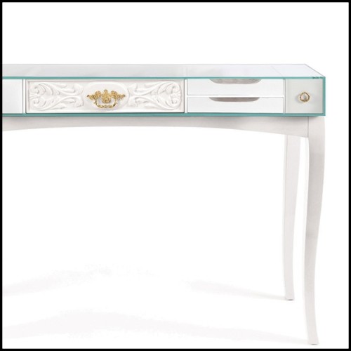 Console made with rosewood in white finishes and with lacquered glass top 145-White Finishes