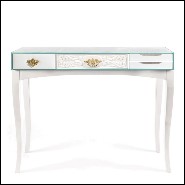 Console made with rosewood in white finishes and with lacquered glass top 145-White Finishes