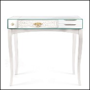 Console made with rosewood in white finishes and with lacquered glass top 145-White Finishes
