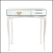 Console made with rosewood in white finishes and with lacquered glass top 145-White Finishes