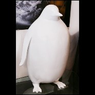 Sculpture of Emperor penguin in varnished white lacquered resin PC-Penguin