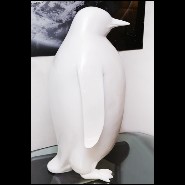 Sculpture of Emperor penguin in varnished white lacquered resin PC-Penguin