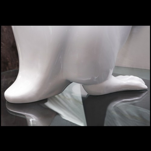 Sculpture Manchot Empereur en résine laquée blanche vernie PC-Penguin