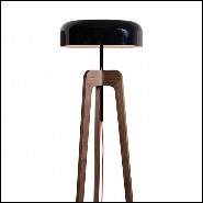 Floor lamp with feet in solid walnut and with black tin-plated shade 163-Linea
