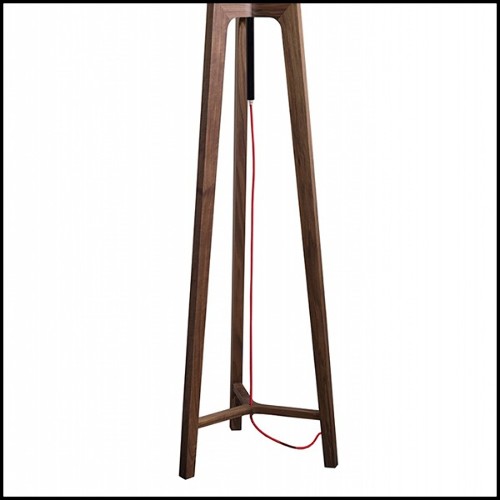 Floor lamp with feet in solid walnut and with black tin-plated shade 163-Linea
