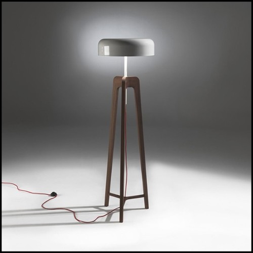 Floor lamp with feet in solid walnut and with black tin-plated shade 163-Linea