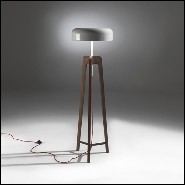 Floor lamp with feet in solid walnut and with black tin-plated shade 163-Linea