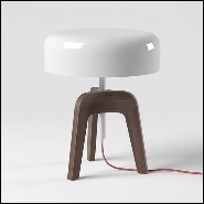Table Lamp with feet in solid walnut and with black tin-plated shade 163-Linea