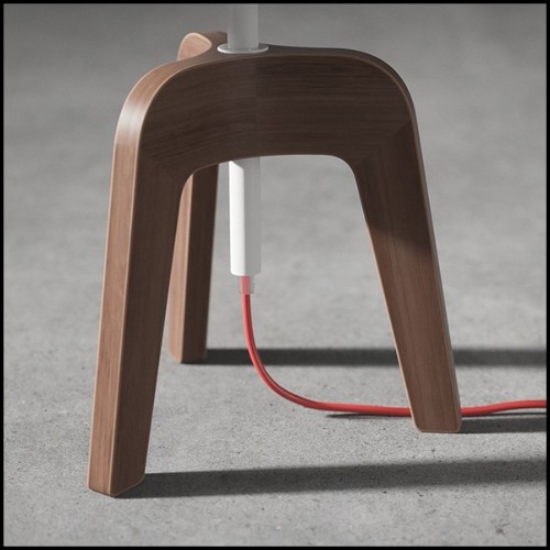 Table Lamp with feet in solid walnut and with black tin-plated shade 163-Linea