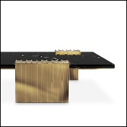 Table basse avec 3 pieds de base en laiton massif poli et plateau du dessus en marbre noir 164-Oldies