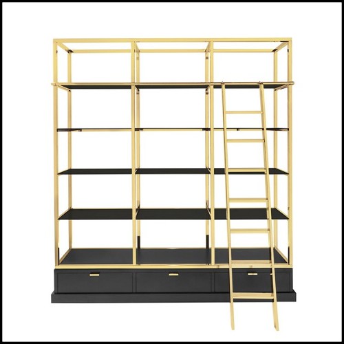 Bookcase with structure in gold finish metal 162-Salon