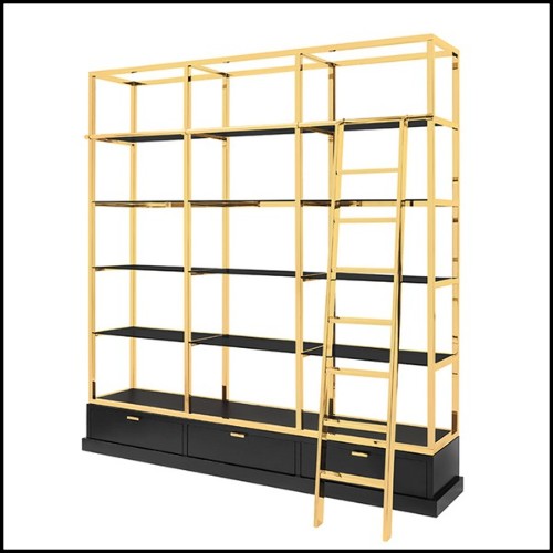 Bibliothèque avec structure en métal finition Gold 162-Salon