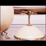 Coffret œuf d'autruche avec palmier couvercle et pieds en métal argenté 162-Ostrich Egg