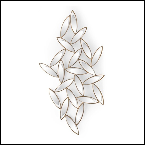 Mirror in hand-carved solid wood with bevelled mirrors glass 119-Cesar Leaves