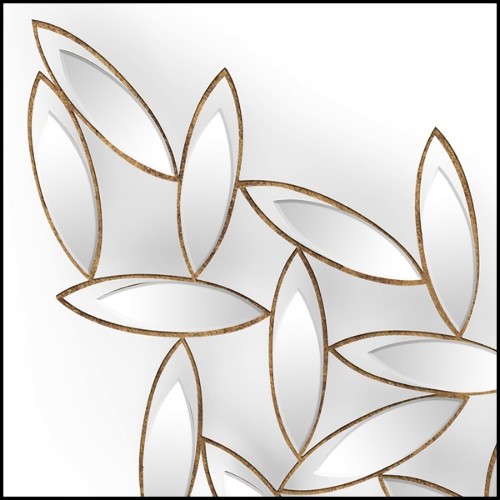 Mirror in hand-carved solid wood with bevelled mirrors glass 119-Cesar Leaves