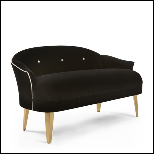 Canapé avec structure en bois massif recouvert de tissu velours de haute qualité noir 119-Frenchy