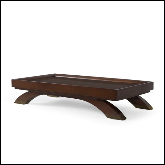 Low tray coffee table with structure in hand-carved solid mahogany wood 119-Harold