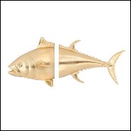 Wall decoration with structure in ceramic in gold finish 162-Tuna