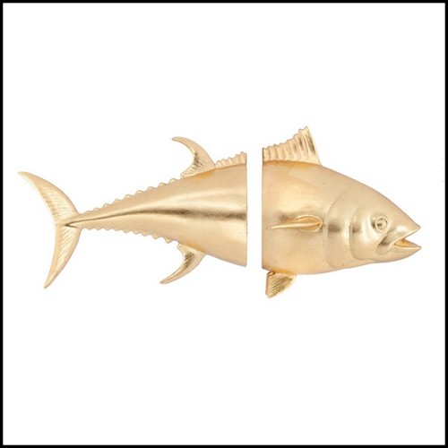 Wall decoration with structure in ceramic in gold finish 162-Tuna