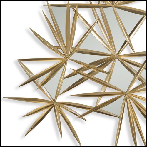 Miroir avec structure en bois d'acajou massif et finitions Gold antique 119-Young Inches