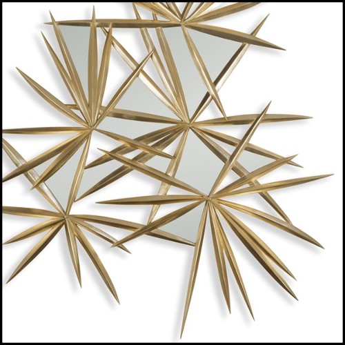 Miroir avec structure en bois d'acajou massif et finitions Gold antique 119-Young Inches