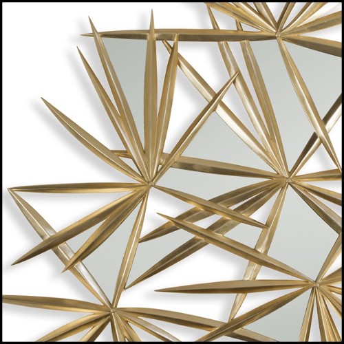 Miroir avec structure en bois d'acajou massif et finitions Gold antique 119-Young Inches