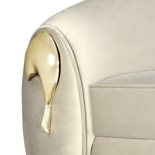 Canapé avec structure en bois massif recouvert de cuir véritable gris crème 145-Eclat