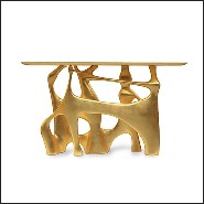 Console with base structure in resin fiber hand-painted with glossy gold leaf 155-Andore