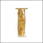 Console with base structure in resin fiber hand-painted with glossy gold leaf 155-Andore