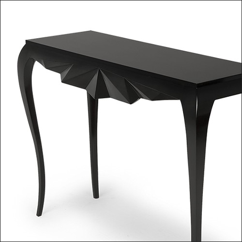 Console tout en bois acajou massif laqué noir 119-Bat