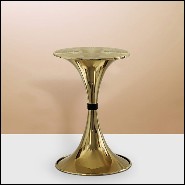 Table d'appoint avec structure en laiton plaqué or avec anneau laqué noir brillant 157-Tweeny