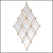 Mirror with frames in solid mahogany wood and antique gold painting 119-Diamonds
