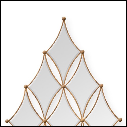 Mirror with frames in solid mahogany wood and antique gold painting 119-Diamonds