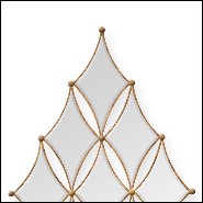 Mirror with frames in solid mahogany wood and antique gold painting 119-Diamonds