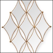 Mirror with frames in solid mahogany wood and antique gold painting 119-Diamonds